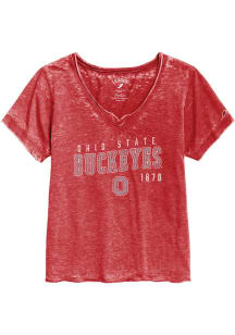Ohio State Buckeyes Womens Red Burnout Short Sleeve T-Shirt