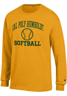 Champion Cal Poly Humboldt Lumberjacks Gold Softball Jersey Long Sleeve T Shirt