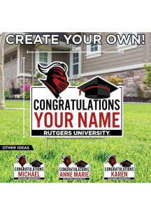 Rutgers Scarlet Knights Personalized Congratulations Grad Yard Sign - White