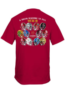 Indiana Hoosiers Red 2025 CFP 12 Team Helmets Short Sleeve T Shirt