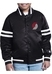 Starter Portland Trail Blazers Girls Black Satin Light Weight Jacket