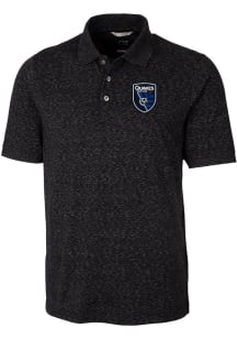 Cutter and Buck San Jose Earthquakes Mens Black Advantage Space Dye Short Sleeve Polo