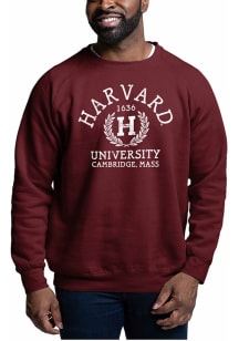 Harvard Crimson Mens Maroon Block H Long Sleeve Crew Sweatshirt