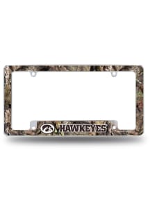 Iowa Hawkeyes Camo Mossy Oak All Over Chrome License Plate Frame - White