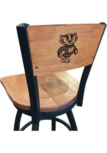 Wisconsin Badgers Mascot Maple Seat Maple Back Swivel Pub Stool - Brown