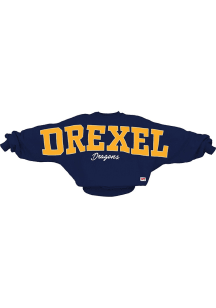 Pressbox Drexel Dragons Womens Navy Blue Flannigan Crew Sweatshirt