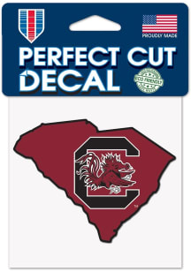 South Carolina Gamecocks 4x4 State Shape Auto Decal - Red