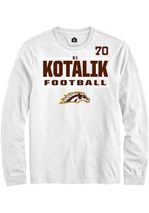 KJ Kotalik Western Michigan Broncos White Football NIL Stacked Box Long Sleeve Player T Shirt