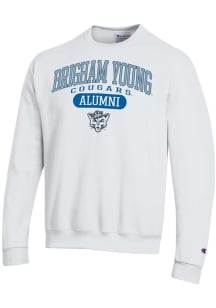 Champion BYU Cougars Mens White Pill Alumni Powerblend Long Sleeve Crew Sweatshirt