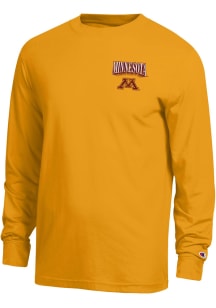 Champion Minnesota Golden Gophers Gold Jersey Puff Ink Long Sleeve T Shirt