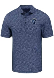 Cutter and Buck Sporting Kansas City Mens Navy Blue Pike Pebble Short Sleeve Polo