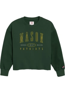 George Mason University Womens Green Reverse Fleece Crew Sweatshirt