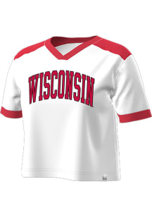 Champion Wisconsin Badgers Womens White Jersey Short Sleeve T-Shirt
