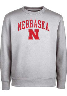 Nebraska Cornhuskers Youth Grey Glitter Wordmark Long Sleeve Crew Sweatshirt