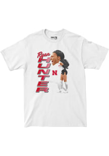 Ryan Hunter Nebraska Cornhuskers Youth White Elevated Caricature Tee Fashion Player Tee