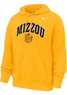 Nike Missouri Tigers Mens Gold Club Fleece Vintage Arch Mascot Long Sleeve Hoodie