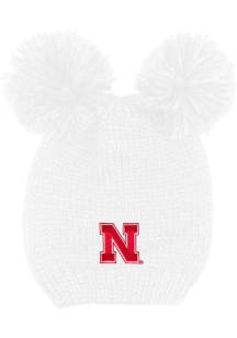 LogoFit Nebraska Cornhuskers White Rey Double Pom Youth Knit Hat