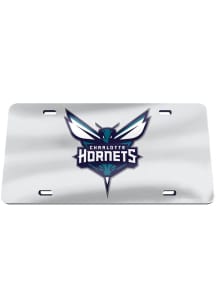 Charlotte Hornets Silver Chrome Inlaid Car Accessory License Plate