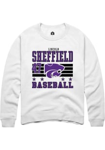Lincoln Sheffield  Rally K-State Wildcats Mens White NIL Striped Long Sleeve Crew Sweatshirt