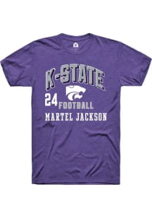 Martel Jackson K-State Wildcats Purple Football NIL Arch Logo Short Sleeve Player T Shirt