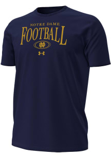 Under Armour Notre Dame Fighting Irish Navy Blue Football Performance Cotton Short Sleeve T Shirt