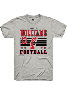 Patrick Williams Cincinnati Bearcats Ash Football NIL Striped Short Sleeve Player T Shirt