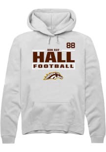 Don Ray Hall Western Michigan Broncos Mens White Football NIL Stacked Box Player Hood