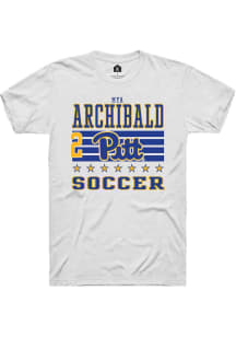 Mya Archibald Pitt Panthers White NIL Striped Short Sleeve Player T Shirt