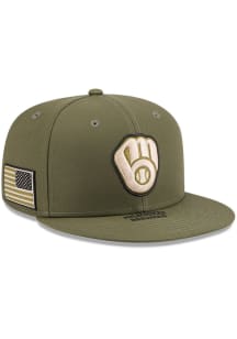 New Era Milwaukee Brewers Olive 2026 MLB Armed Forces Day 9FIFTY Mens Snapback Hat