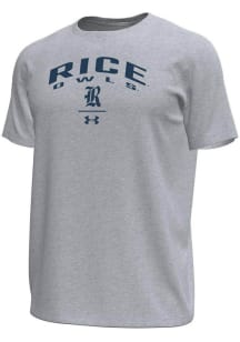 Under Armour Rice Owls Grey Arch over logo Tech Stretch Short Sleeve T Shirt