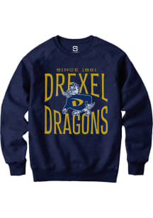 Summit Sportswear Drexel Dragons Mens Navy Blue Triblend Long Sleeve Fashion Sweatshirt