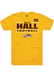 Don Ray Hall Western Michigan Broncos Gold Football NIL Stacked Box Short Sleeve Player T Shirt