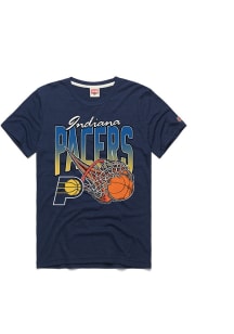 Homage Indiana Pacers Navy Blue On Fire Short Sleeve Fashion T Shirt