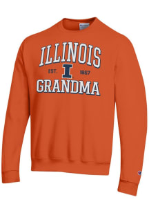 Champion Illinois Fighting Illini Mens Orange Est. Date Grandma Powerblend Long Sleeve Crew Sweats..