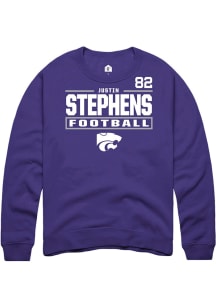 Justin Stephens K-State Wildcats Mens Purple Football NIL Stacked Box Player Crew
