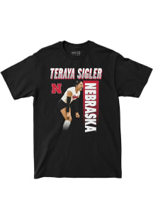 Teraya Sigler Nebraska Cornhuskers Black Illustrated Tee Short Sleeve Fashion Player T Shirt