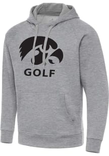 Antigua Iowa Hawkeyes Mens Grey Heather Golf Victory Long Sleeve Hoodie