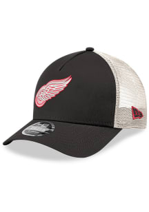 New Era Detroit Red Wings Black Team Primary Logo Trucker 9FORTY Youth Adjustable Hat