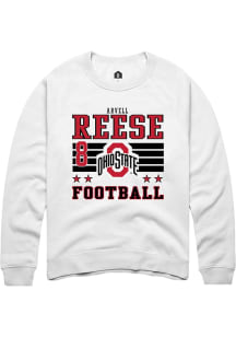 Arvell Reese Ohio State Buckeyes Mens White Football NIL Striped Player Crew