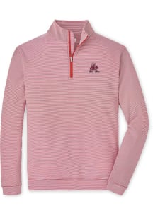 Peter Millar Arkansas Razorbacks Mens Cardinal Perth Sugar Stripe Long Sleeve Qtr Zip Pullover