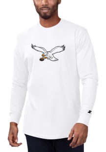 Starter Philadelphia Eagles White Primary Noncolored Logo Long Sleeve T Shirt