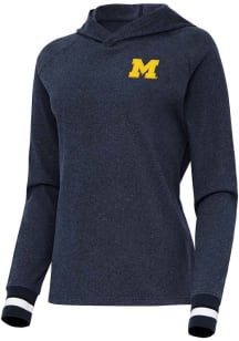 Antigua Michigan Wolverines Womens Navy Blue Trek Hooded Sweatshirt