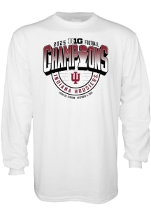 Blue 84 Indiana Hoosiers White 2025 Big Ten Football Champions Locker Room Long Sleeve T Shirt