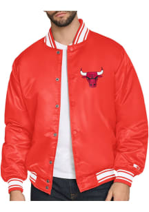 Starter Chicago Bulls Mens Red Satin Varisty Medium Weight Jacket