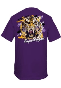 LSU Tigers Purple Sketch Mascot Short Sleeve T Shirt