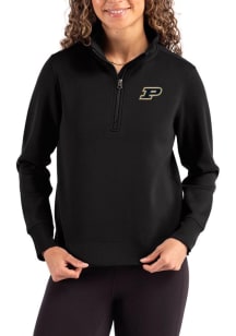 Cutter and Buck Purdue Boilermakers Womens Black Roam Qtr Zip