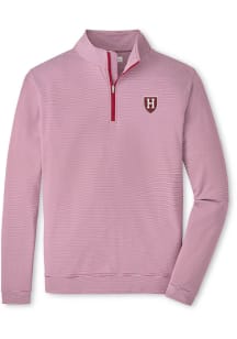 Peter Millar Harvard Crimson Mens Maroon Perth Sugar Stripe Long Sleeve Qtr Zip Pullover
