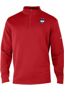 Columbia UConn Huskies Mens Red Pack It Up Long Sleeve Qtr Zip Pullover