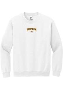 Summit Sportswear Western Michigan Broncos Mens White Embroidered Long Sleeve Crew Sweatshirt