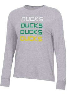 Champion Oregon Ducks Womens Grey Core LS Tee